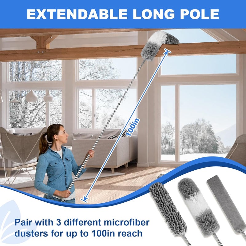 LLOOC Dusters for Cleaning,Microfiber Duster Feather Duster with Extension Pole,4PCS Ceiling Fan Cleaner Duster,Long Duster Extended Handle,Blind Cleaner Dusting - Image 4